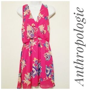 Everly -Anthropologie Pink Floral Dress